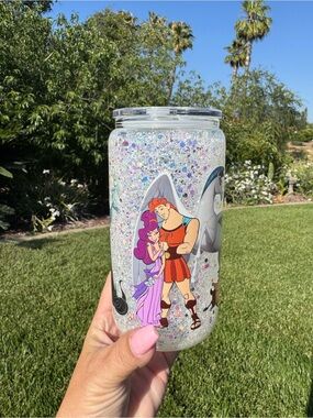 Hercules Disney snow globe glass Tumbler 16oz